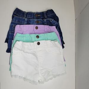 Garanimals Girls Shorts Lot Size 12M Denim Purple Mint White Lace Hem